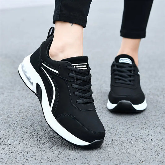 Trendy Air Cushion Non-slip Wear Resistant Running Shoes, Lace Up Fashion Casual Travel Shoes, Waterproof Lightweight Shock Absorption Sneakers Couple Shoes MyFave Boutique