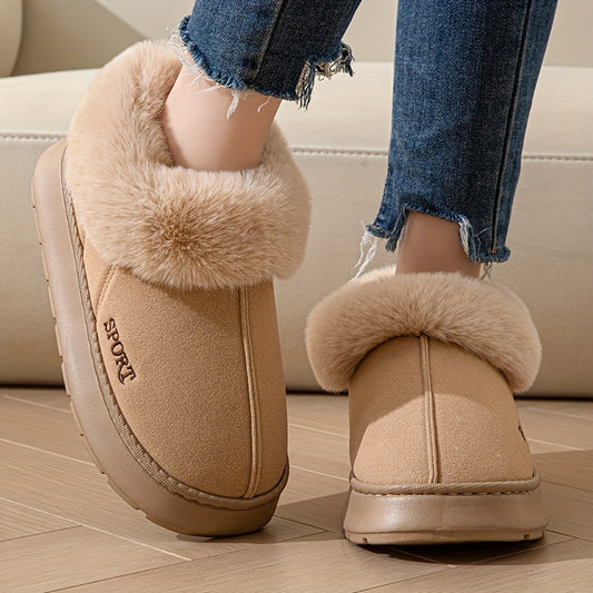 Casual Fluffy Faux Fur Slippers for Women - Solid Color, Slip-On Comfort Warm Cotton Shoes, Hand Washable - EVA Sole Fabric Upper Indoor House Footwear - Cixi Crafted Winter Slippers MyFave Boutique