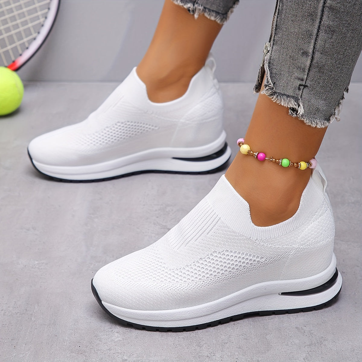 Women's Breathable Slip-On Sneakers with Hidden Wedge, Thick Sole, and EVA Insole - Casual Sport Shoes for All Seasons MyFave Boutique