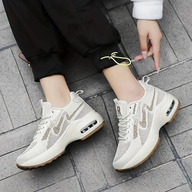 Women's Lace-up Athletic Running Shoes, Height Increased Fashion Chunky Sneakers With Air Cushion MyFave Boutique