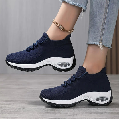 Women's Breathable Slip On Sneakers, Lace Up Platform Soft Sole Walking Shoes, Comfort Low-top Daily Wear MyFave Boutique