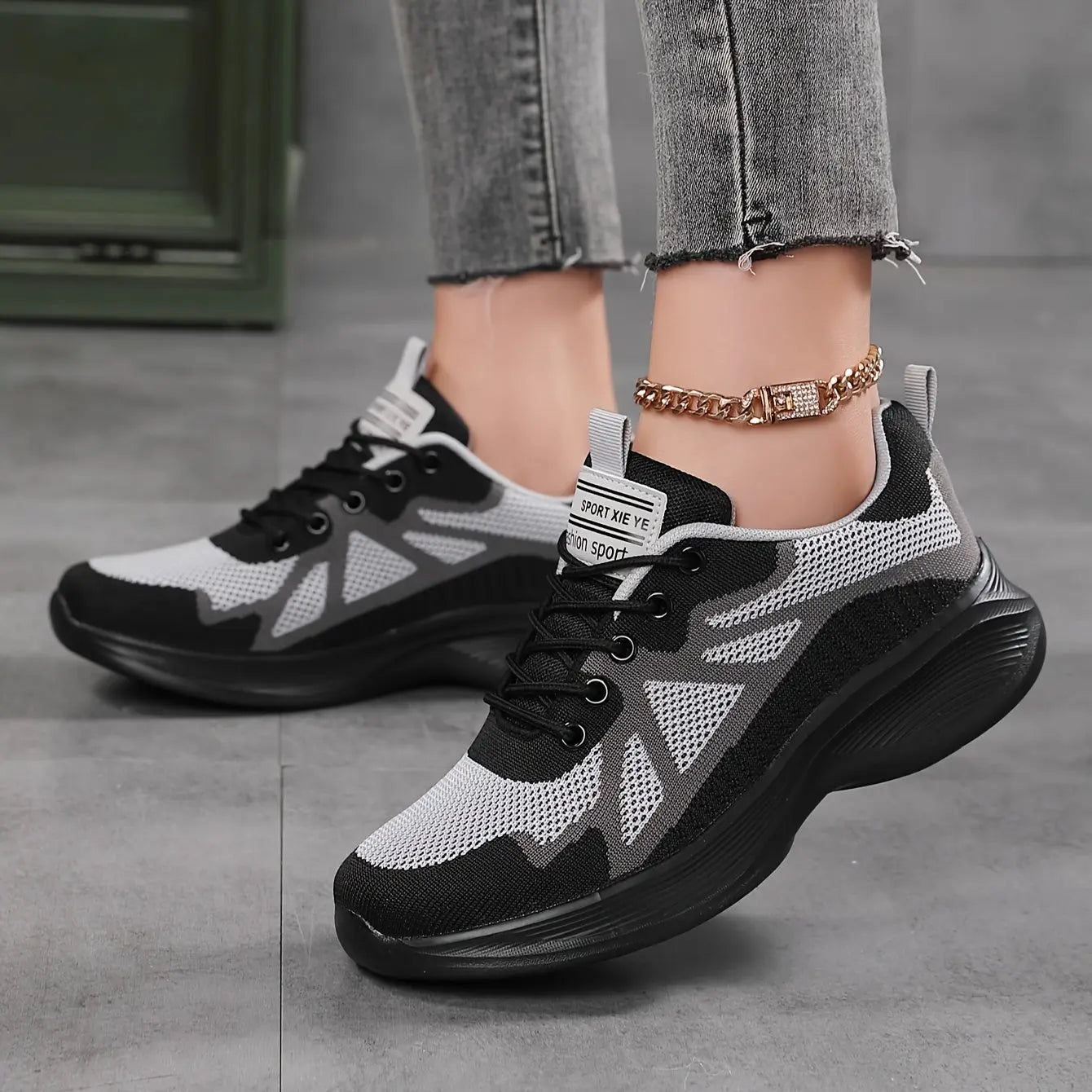 Women's Breathable Mesh Platform Sneakers, Casual Lace Up Outdoor Shoes, Comfortable Low Top Sport Shoes MyFave Boutique