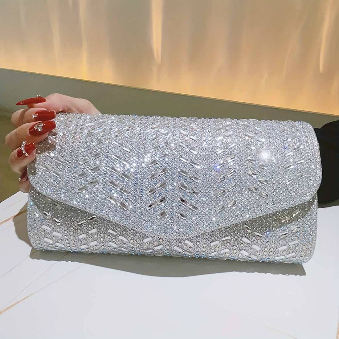 Sparkly Rhinestone Clutch Bag, Glitter Evening Purse, Elegance Bridal Handbag, Crossbody Shoulder Bag For Bridesmaid Wedding Party, Prom Accessory MyFave Boutique