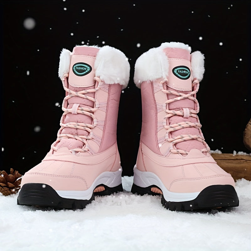 Women's Round Toe Winter Boots, Solid Color Thermal Plush Inner Thick-Sole Snow Boots, Women's Warm & Comfy Footwear MyFave Boutique