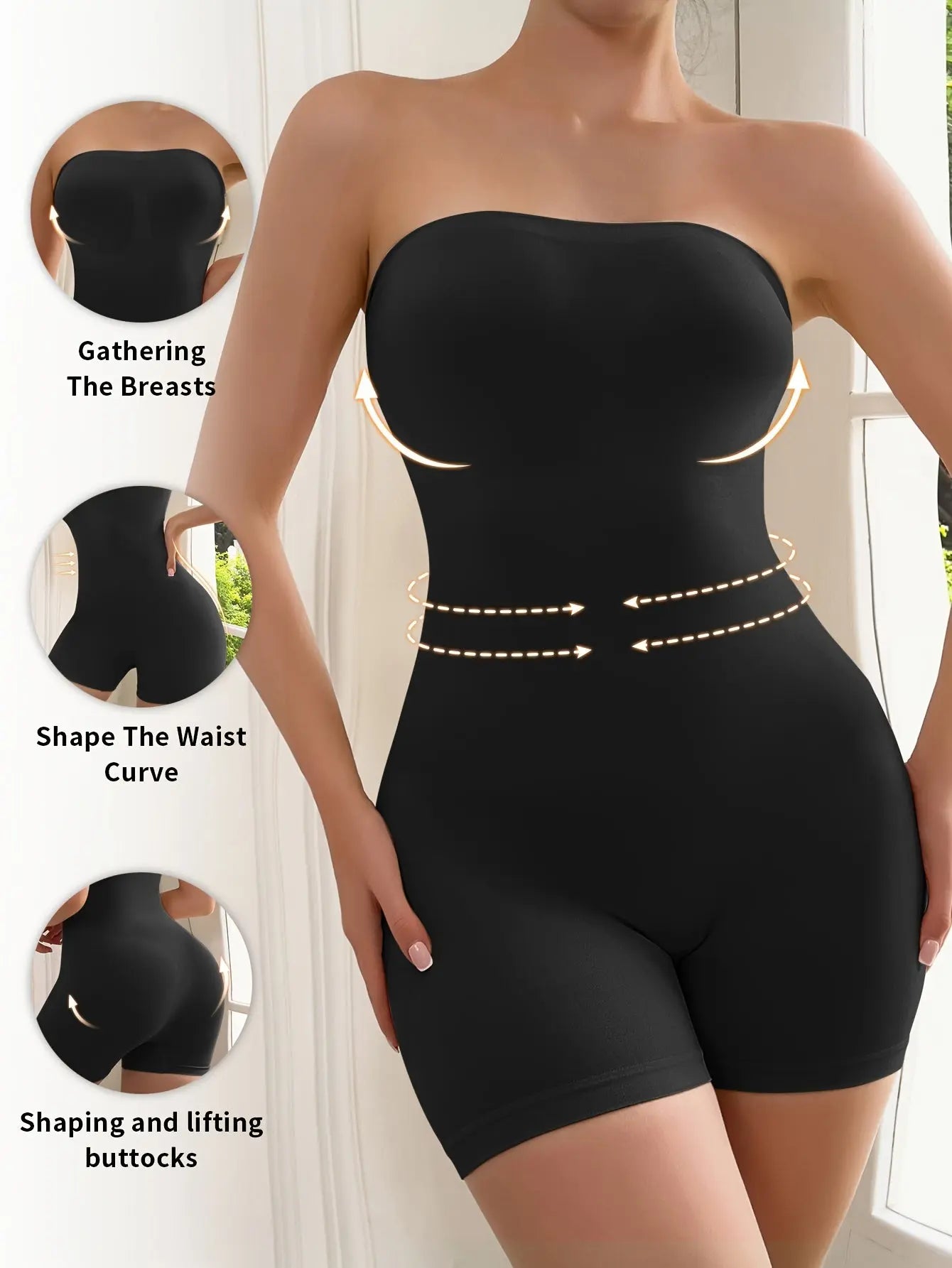 High-Waisted Tummy Control Bodysuit for Women, Sleeveless Bodycon Tube Top with Butt Lift and Shaping MyFave Boutique