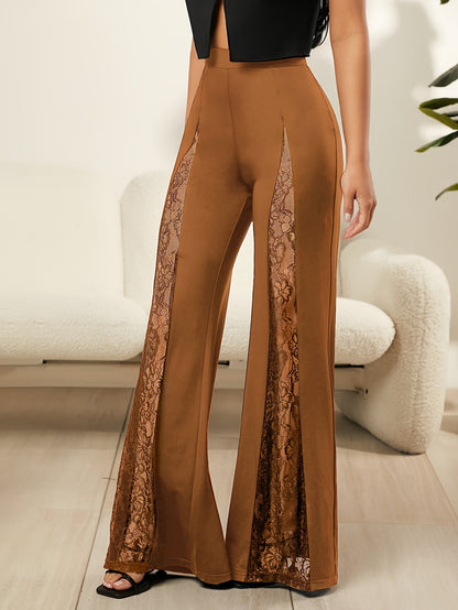 Elegant Contrast Lace Flare Leg Pants for Women - Perfect for Spring and Summer Fashion MyFave Boutique