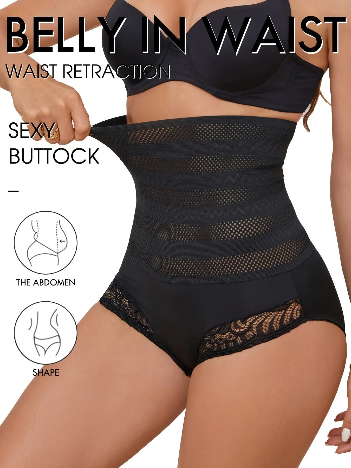 High-Waisted Lace Shaping Panties with Tummy Control, Butt Lift & Compression Underwear for Women MyFave Boutique