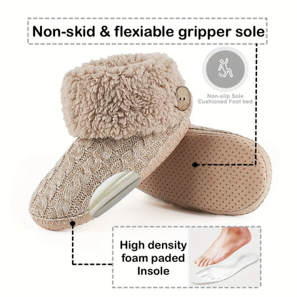 Warm Solid Color Slippers, Casual Slip On Plush Lined Shoes, Comfortable Indoor Home Slippers MyFave Boutique