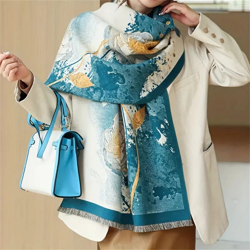 Vintage Flower Jacquard Scarf Imitation Cashmere Short Beard Soft Warm Shawl Autumn Winter Coldproof Windproof Blanket Scarf MyFave Boutique