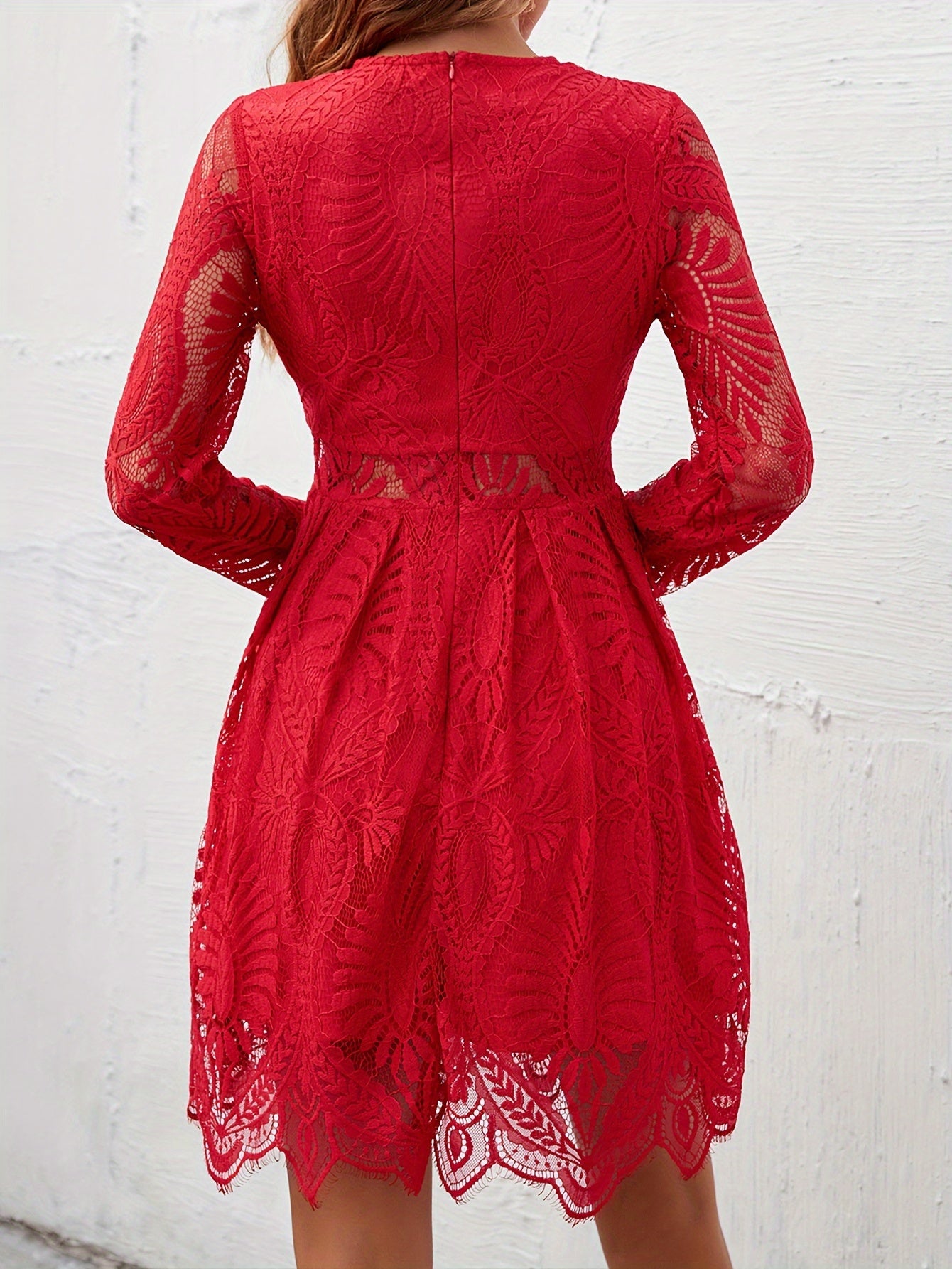 Women's Elegant Lace Dress with Cutout Waist and Long Sleeves - Ideal for Special Occasions MyFave Boutique