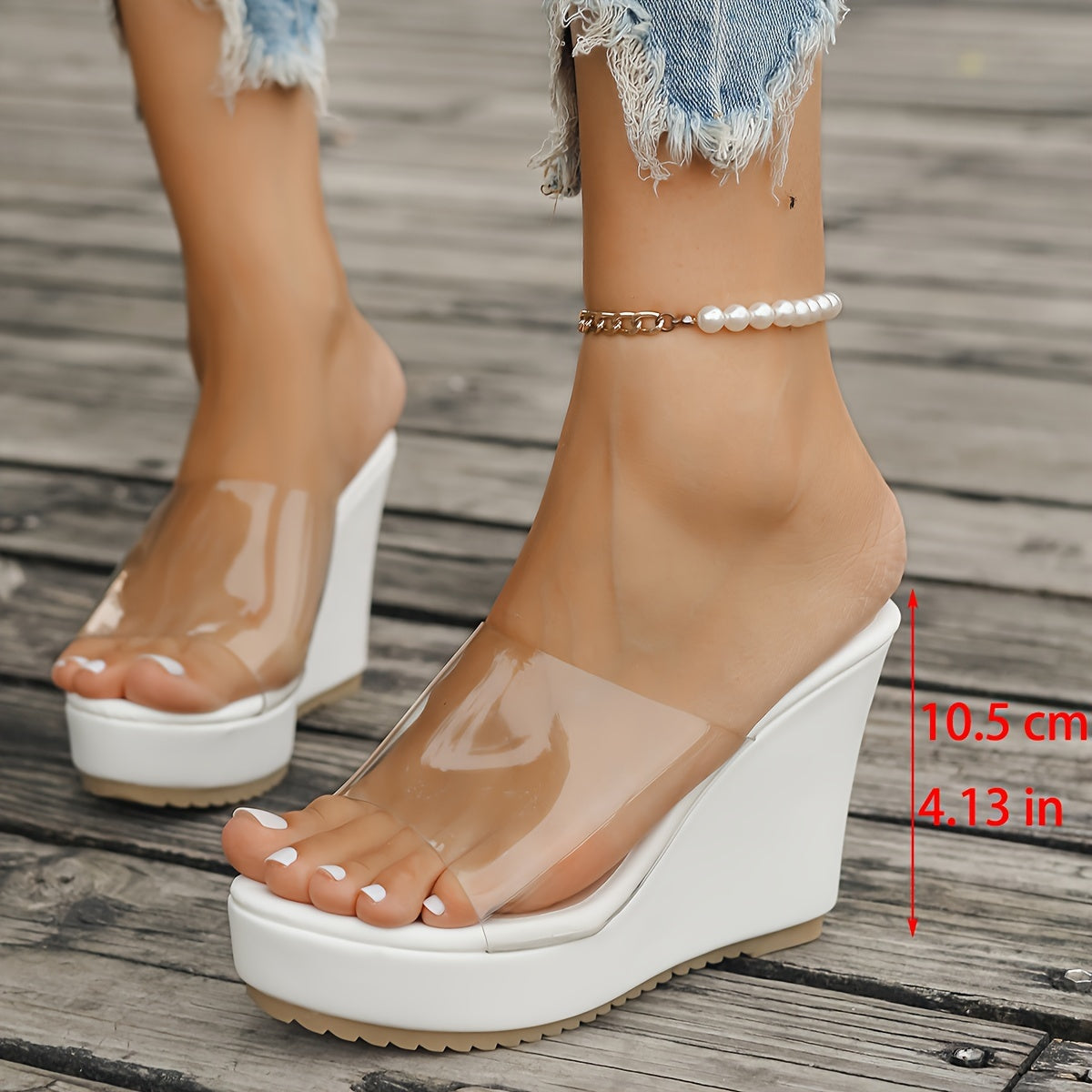 Chic Summer Wedge Sandals for Women - Transparent High Heel, Open Toe, Slip-On Platform Shoes with Rubber Sole MyFave Boutique