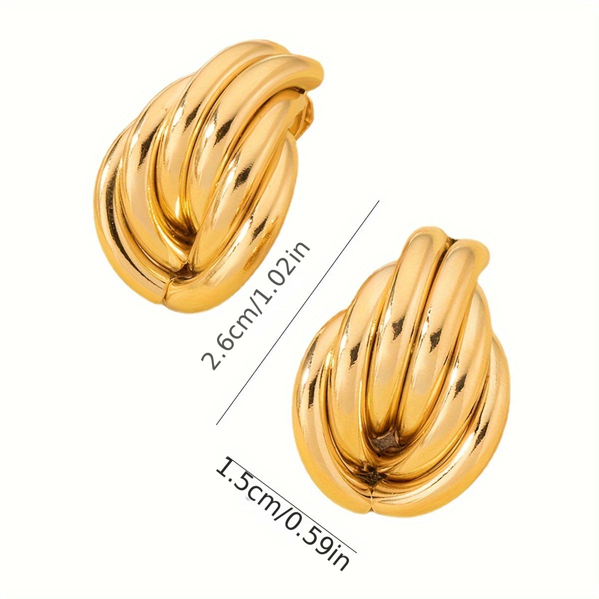 Simple Fashion Golden Twist Stud Earrings, For Women Holiday Birthday Dating Prom Banquet Wedding Party Holiday Shopping Business Accessories MyFave Boutique