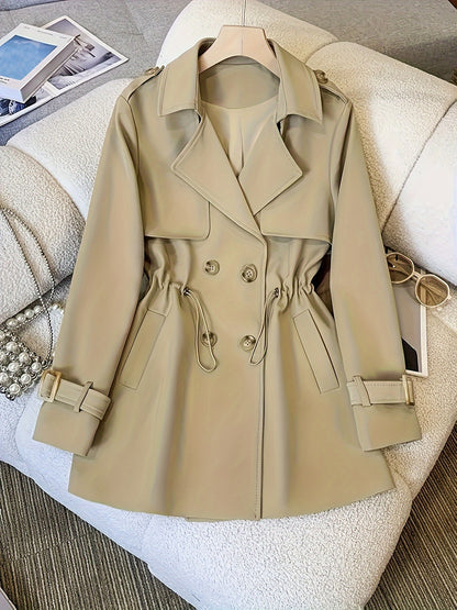 Women's Polyester Blazer Coat, Mid-Length, Classic Style, Polyester Fabric, Machine Washable, Double-Breasted, Open Front, Elegant And Fashionable MyFave Boutique