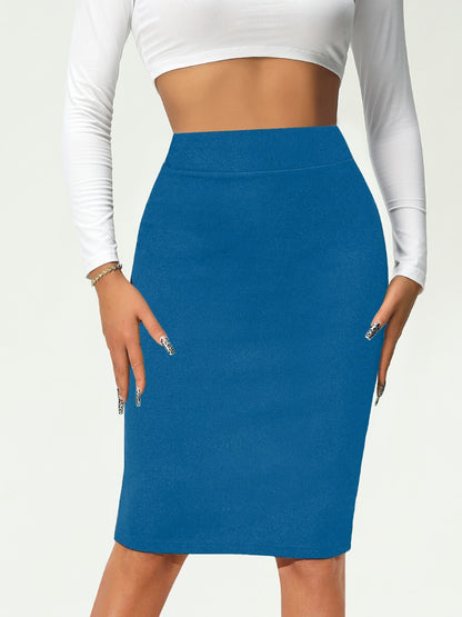 Elegant High Waist Pencil Skirt for Women - Perfect for Work and Office - Solid Color and Flattering Fit MyFave Boutique