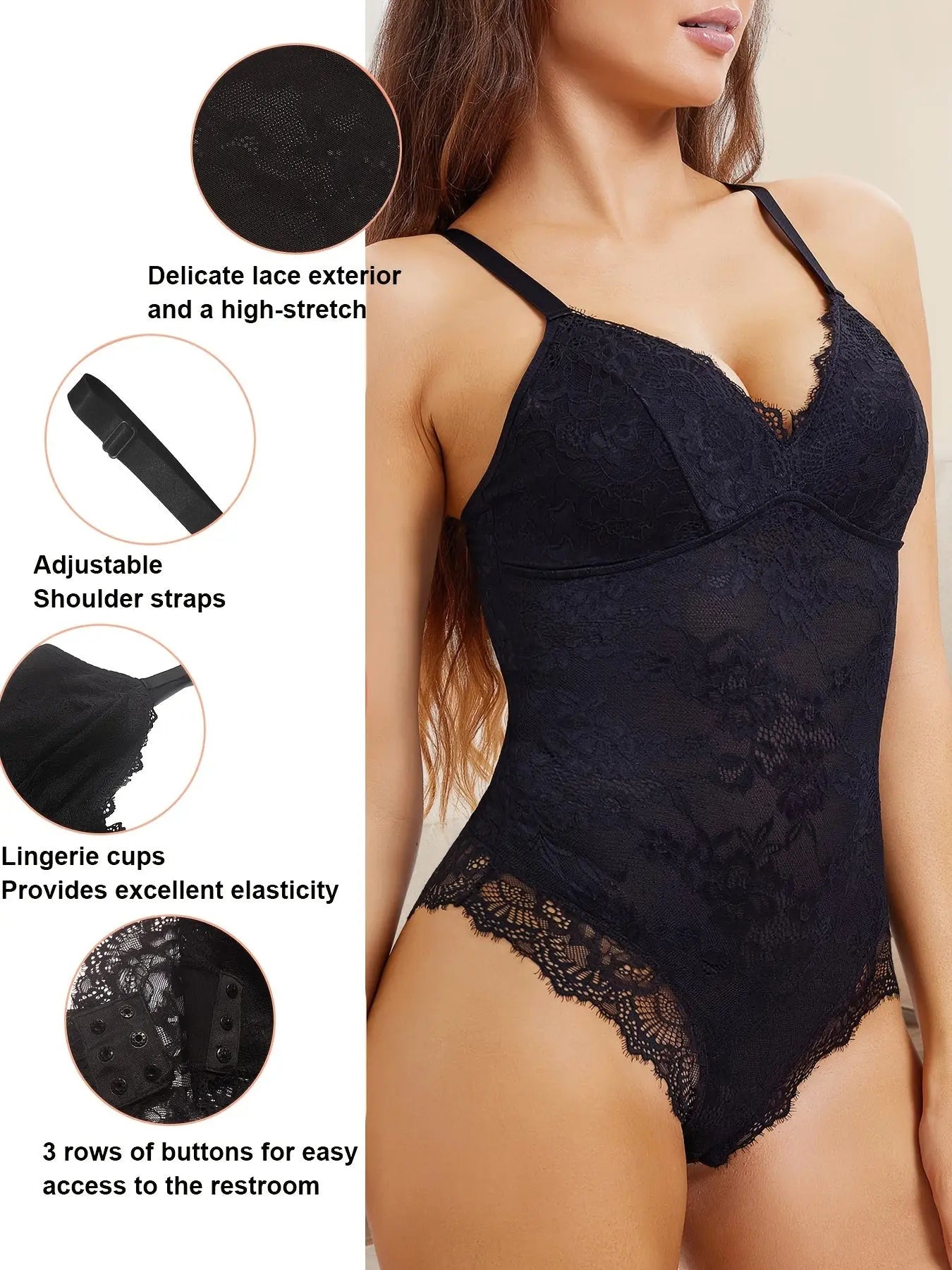 Women Lace Shapewear Bodysuit Tummy Control Body Shaper V Neck Fajas Sculpting Tank Tops Slimming Camisole Corset Trendy Party Outfits MyFave Boutique