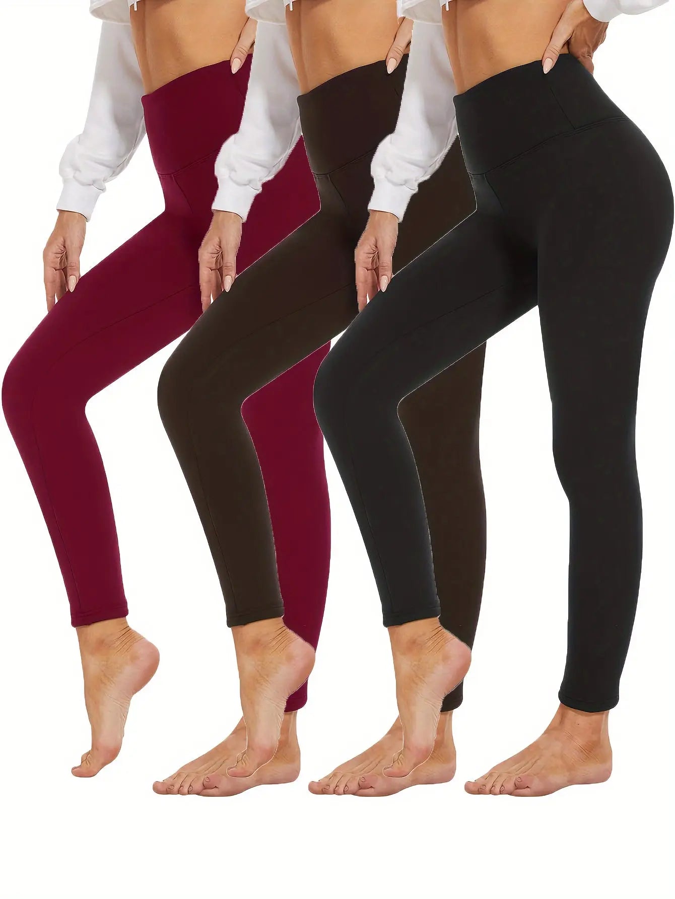 3 Pack High Waist Tummy Control Leggings for Workout Yoga Running Fitness - Winter Thermal Soft Warm MyFave Boutique