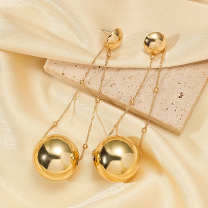 Exaggerated Golden Glossy Ball Design Long Dangle Earrings Party Simple Style Acrylic Jewelry Nightclub Female Earrings MyFave Boutique