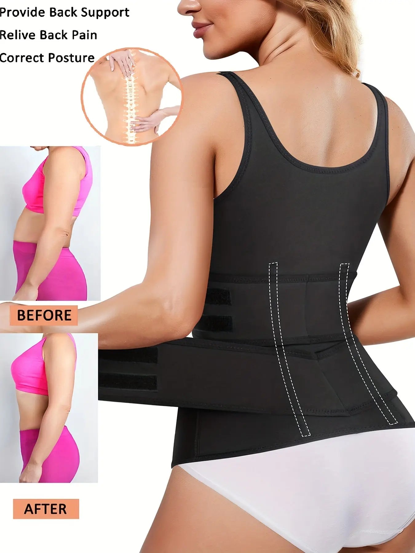 Junlan Waist Trainer Corset Top, Hook & Loop Tummy Control Compression Tank Top, Women's Underwear & Shapewear MyFave Boutique