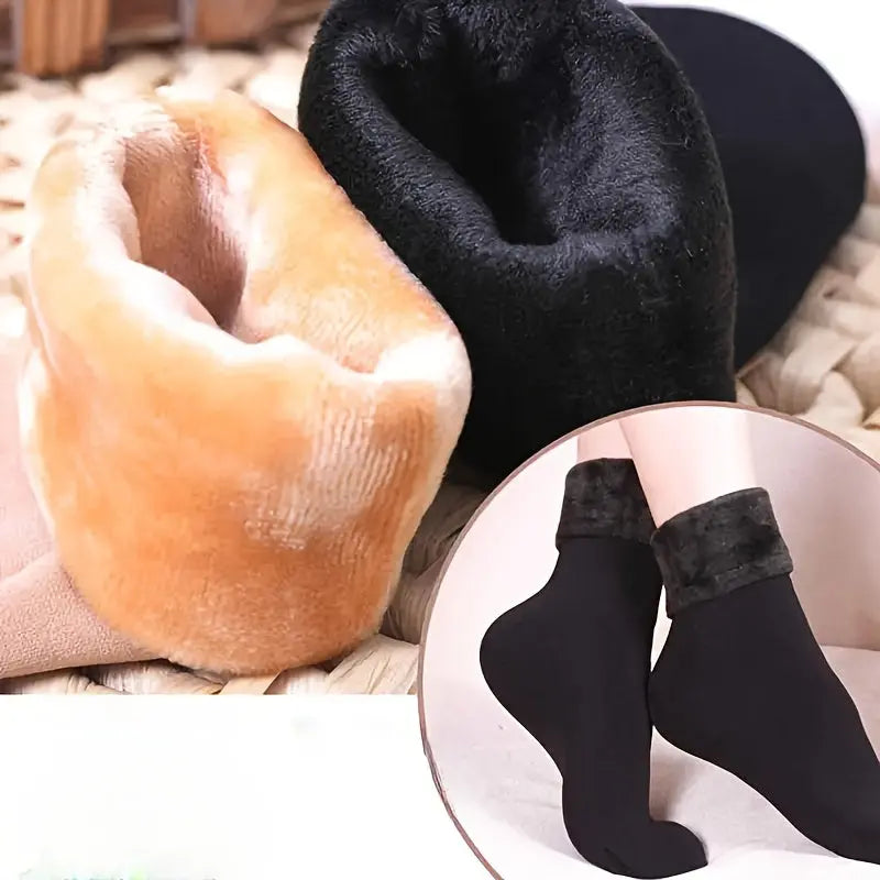 1/5/10 pairs 5/10 Pairs Warm Thermal Socks, Solid Color, Comfortable Elastic Winter Snow Socks MyFave Boutique