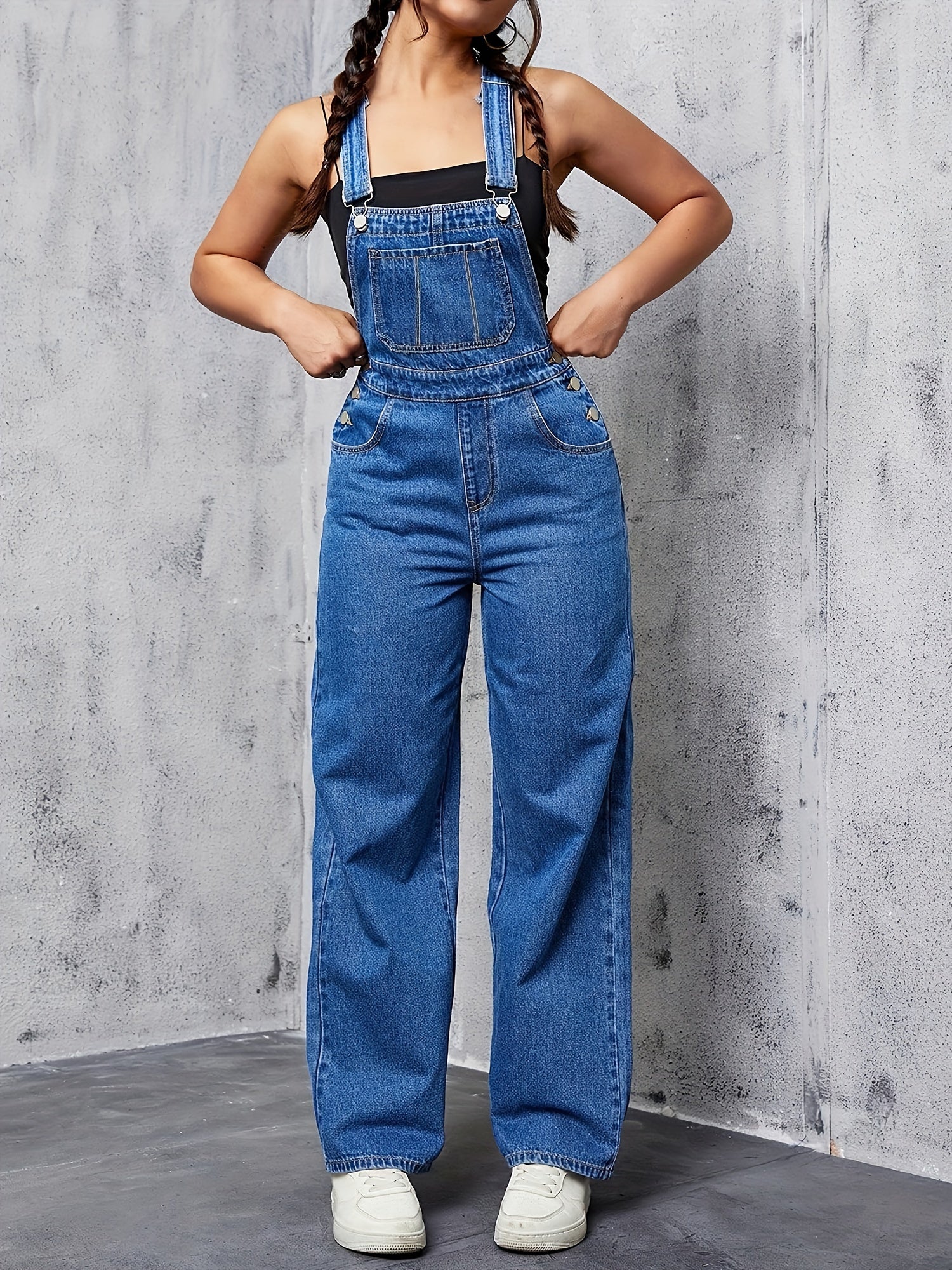 Womens Overalls Denim Straight Wide Leg Jeans Overall Loose Fit Bib Baggy Jean Jumpsuits Adjustable Straps. MyFave Boutique