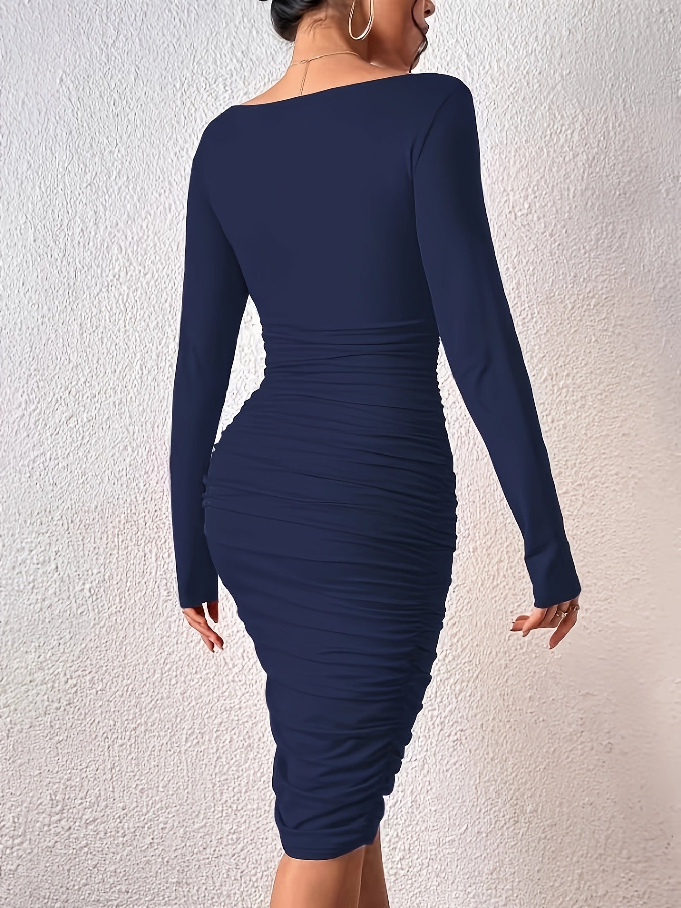 Elegant Long Sleeve Hourglass Dress with Ruched Detailing for Women MyFave Boutique