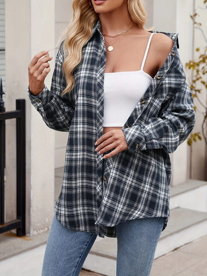 Womens Plaid Shirts Oversized Button Down Shirts Blouse Tops MyFave Boutique