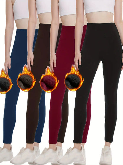 4 Pack High-Waist Tummy Control Leggings with Thermal Warmth for Workout, Yoga, Running, and Fitness MyFave Boutique