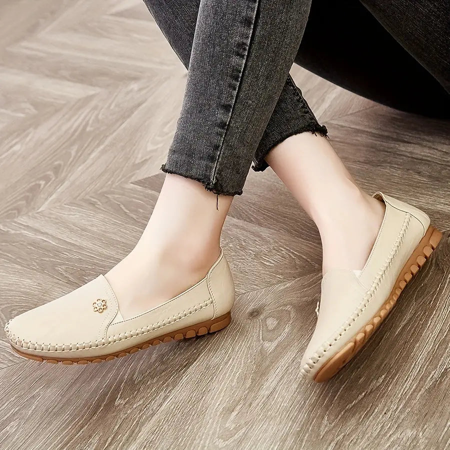 Women's Flower Buckle Loafers, Slip-On Casual Shoes with Soft Sole, Fashionable Low-Top Daily Footwear MyFave Boutique