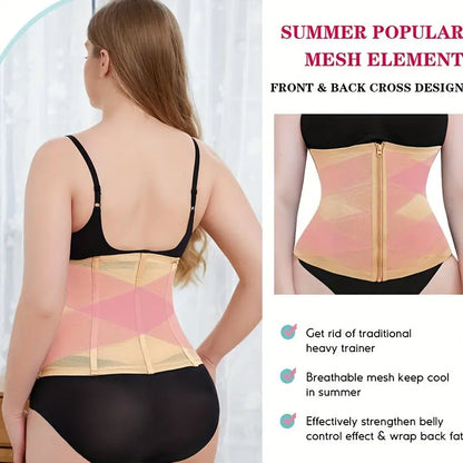 Women Waist Trainer Tummy Control Shapewear Breathable Cross Mesh Corset Cincher Sport Girdle Body Shaper MyFave Boutique