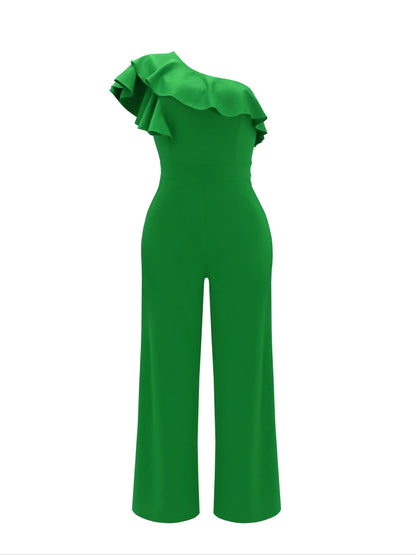 Ruffle One Shoulder Jumpsuit: Elegant Solid Women's Clothing for Spring & Summer MyFave Boutique