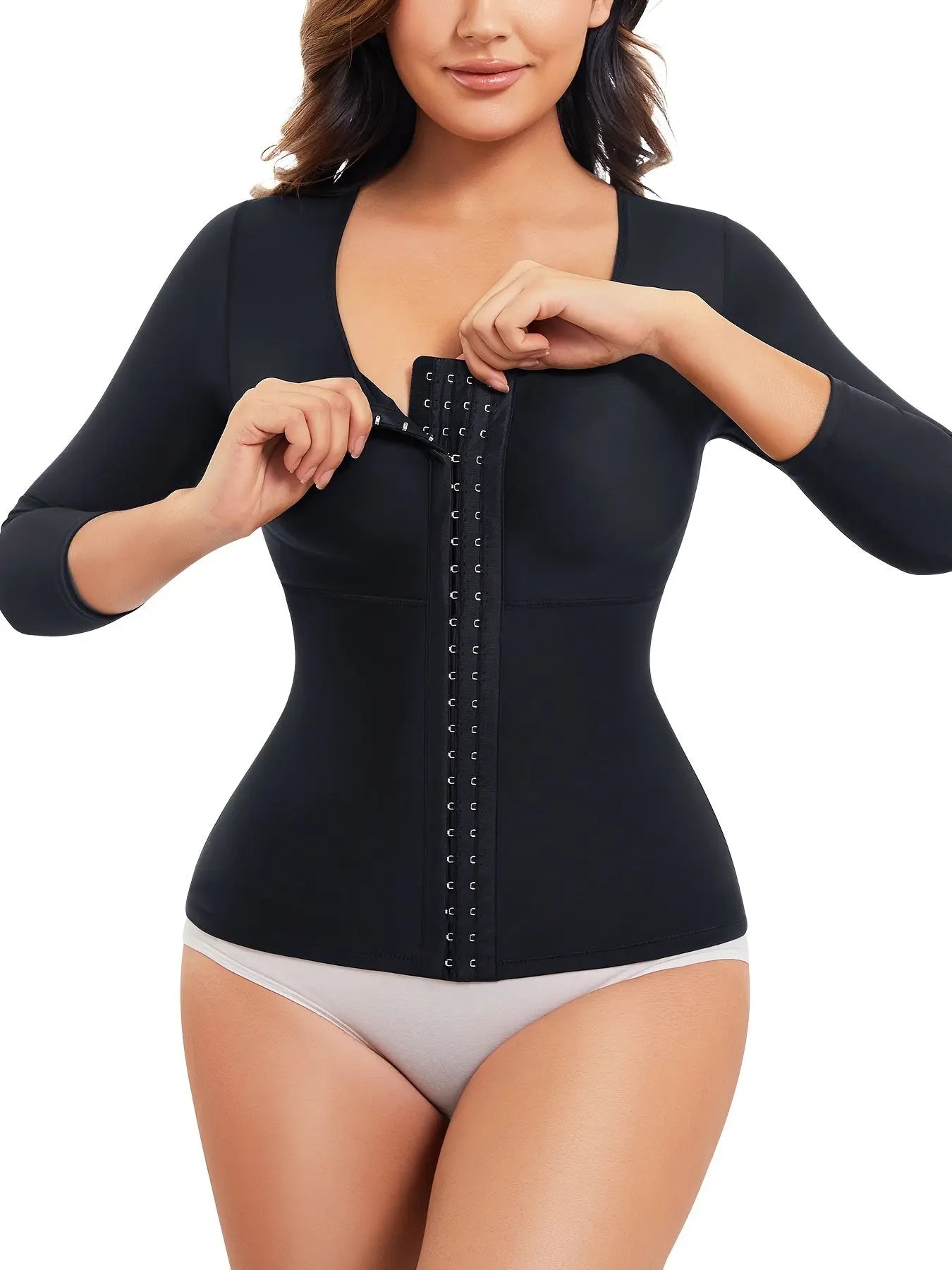 Women's Solid Half Sleeve Buckle Shaping Top, Tummy Control Waist Trainer for Women's Underwear & Shapewear MyFave Boutique