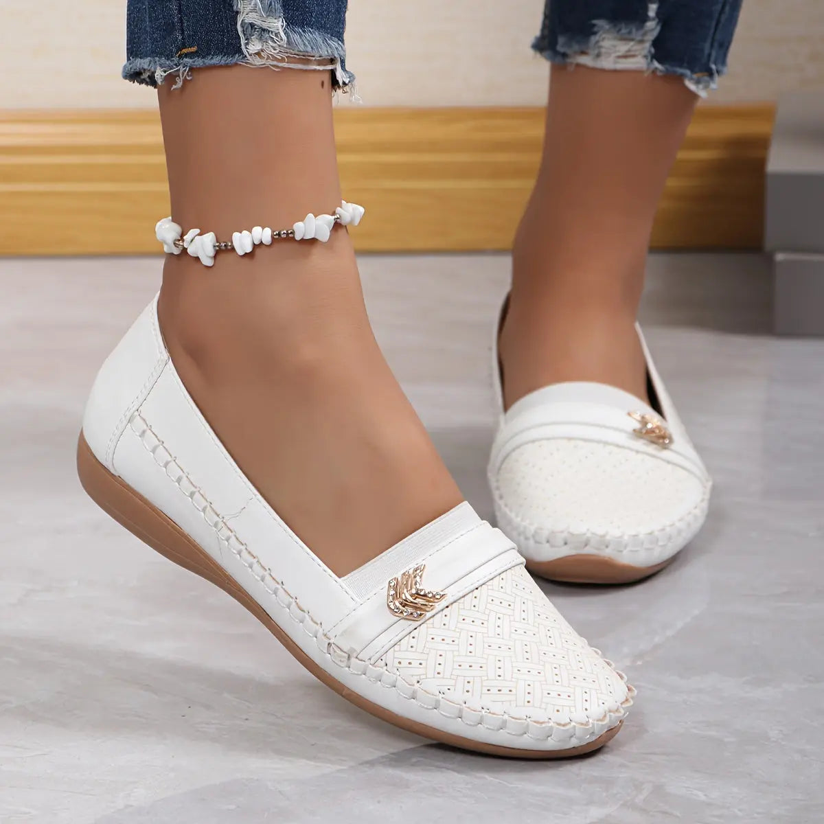 Women's Rhinestone Decor Flat Loafers, Fashion Slip On Closed Toe Shoes, Lightweight & Comfortable Shoes MyFave Boutique