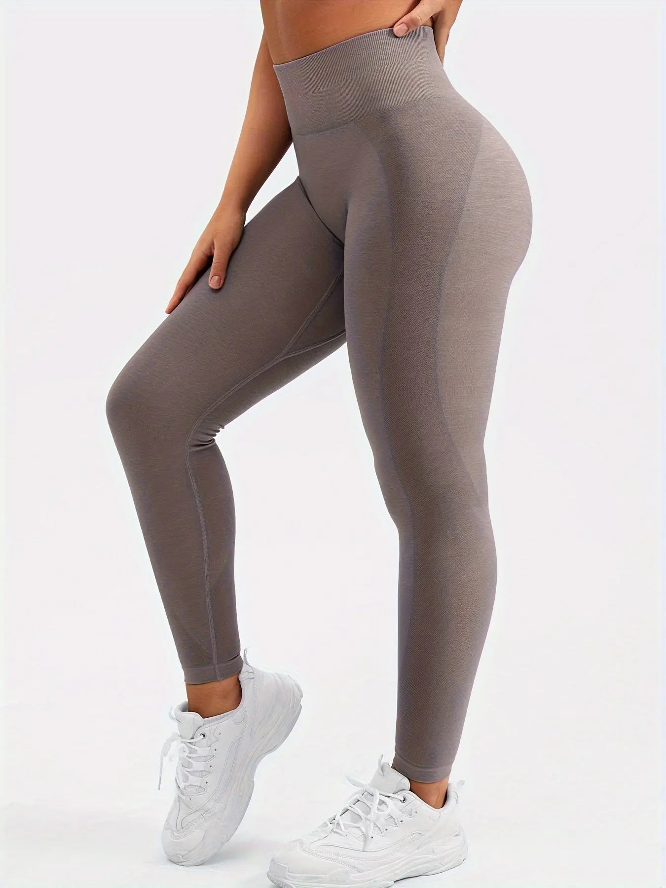 Women's High-Waisted Seamless Workout Leggings with Contouring Fit and Smiling Design for Gym and Yoga MyFave Boutique