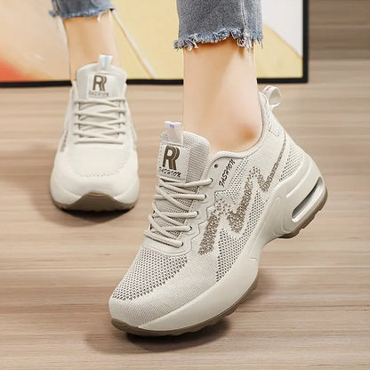 Women's Lace-up Athletic Running Shoes, Height Increased Fashion Chunky Sneakers With Air Cushion MyFave Boutique