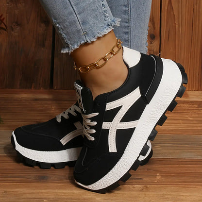 Women's Casual Lace Up Sneakers, Platform Soft Sole Walking Comfort Shoes, Low-top Versatile Shoes MyFave Boutique