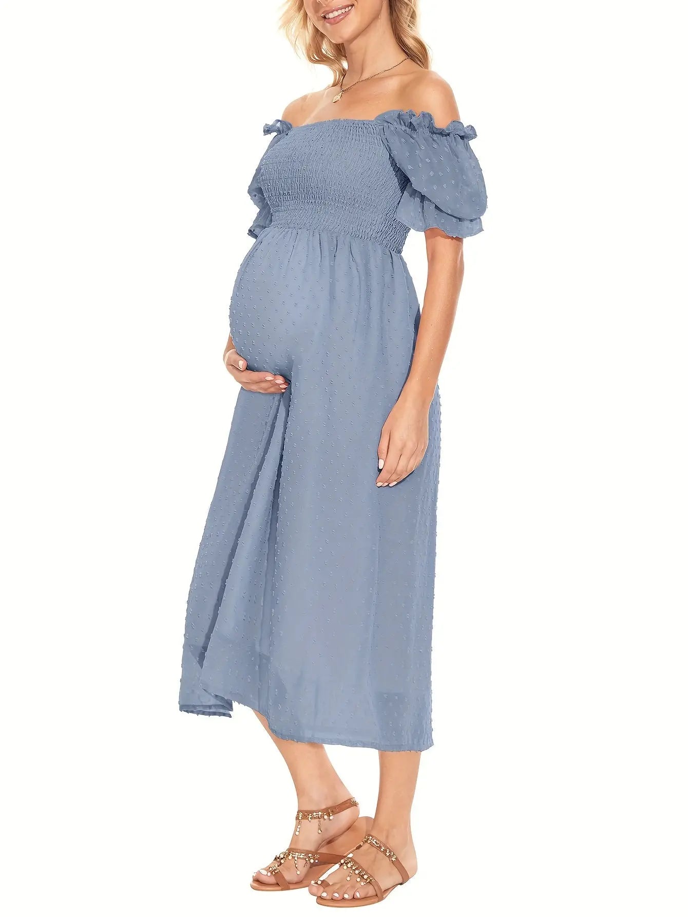 Plus Size Maternity Dress Maternity Dress For Baby Shower Maternity Dress For Photoshoot Gender Reveal Dress Puff Sleeve Maternity Dress Maxi Dress With Sleeves MyFave Boutique