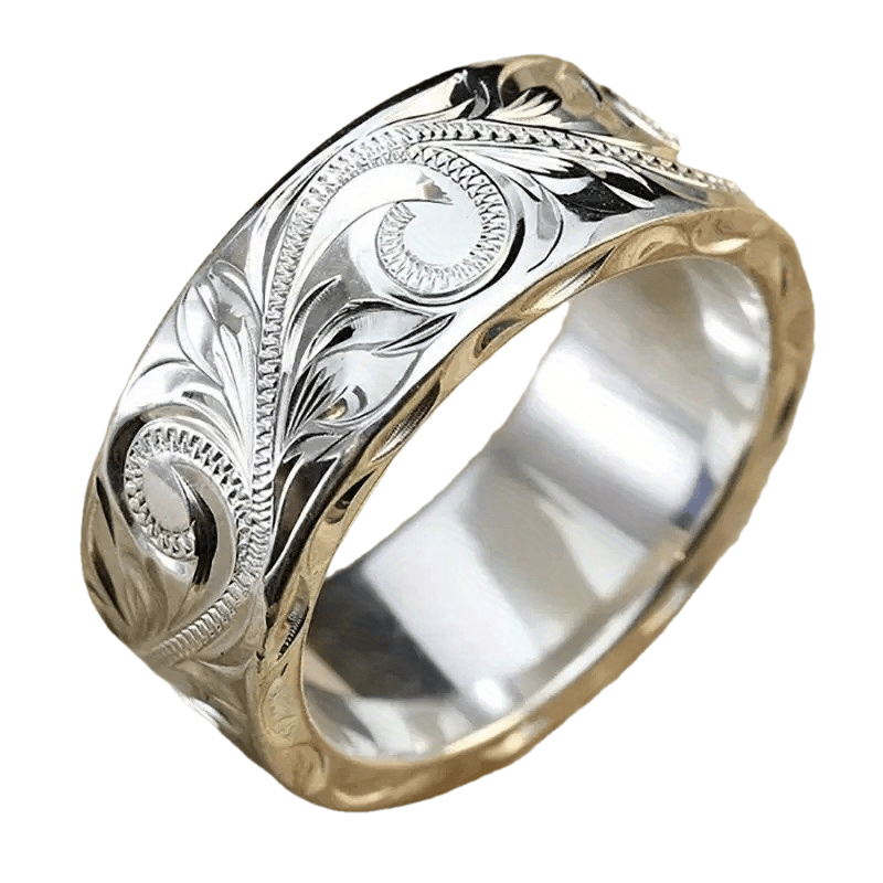 1pc Exquisite 925 Sterling Silver Wide Boho Ring, Carved Leaf Flower Design, Vintage-Inspired Jewelry for Women, Statement Piece, Adjustable Band MyFave Boutique