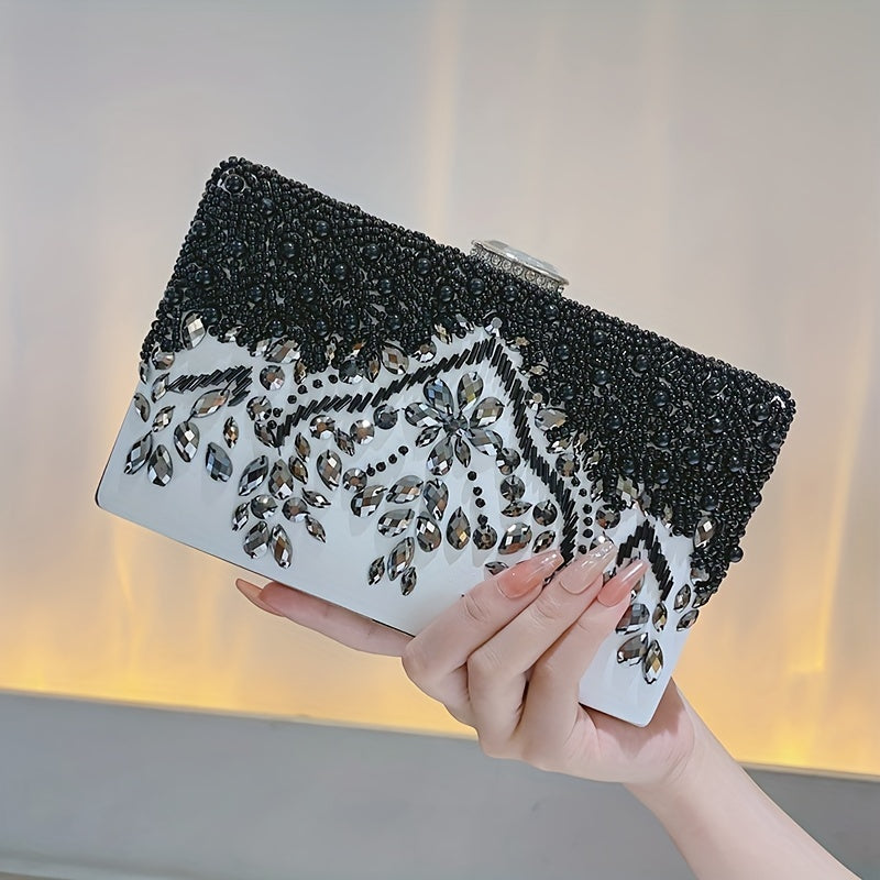 Beaded Rhinestone Evening Bag Vintage And Elegant Box Clutch Purse Women's Wedding Handbags For Party Prom MyFave Boutique