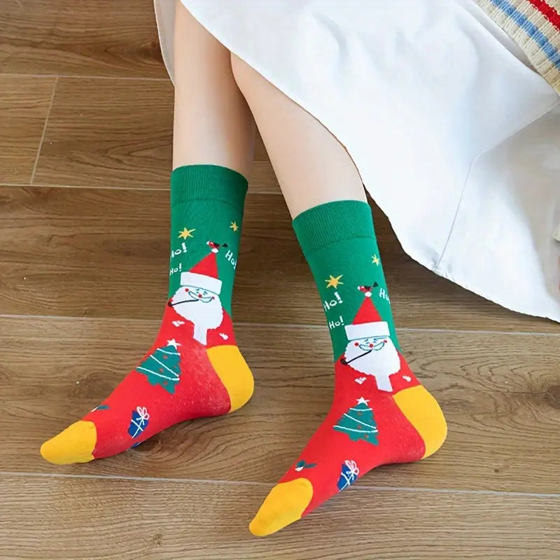 Random 12/20 Pairs Of New Autumn And Winter Thermal And Sweat-absorbing Santa Claus Cookie Cute Long Socks As A Christmas Gift For Family And Friends MyFave Boutique