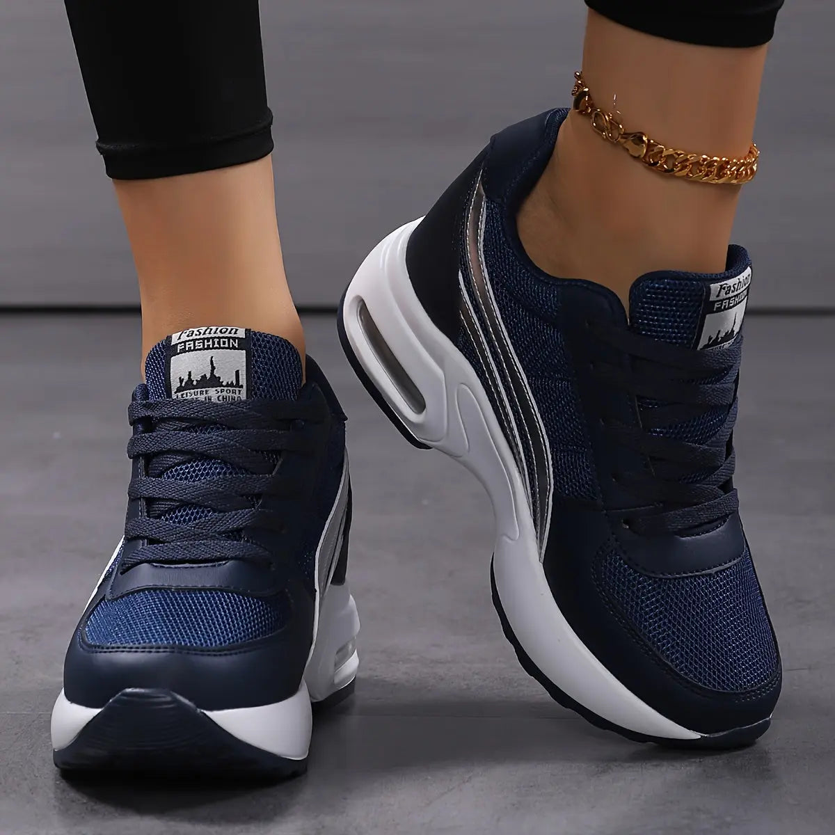 Women's Breathable Mesh Sneakers - Casual Lace-Up, Height-Boosting Platform Shoes with Air Cushion Comfort for All Seasons MyFave Boutique