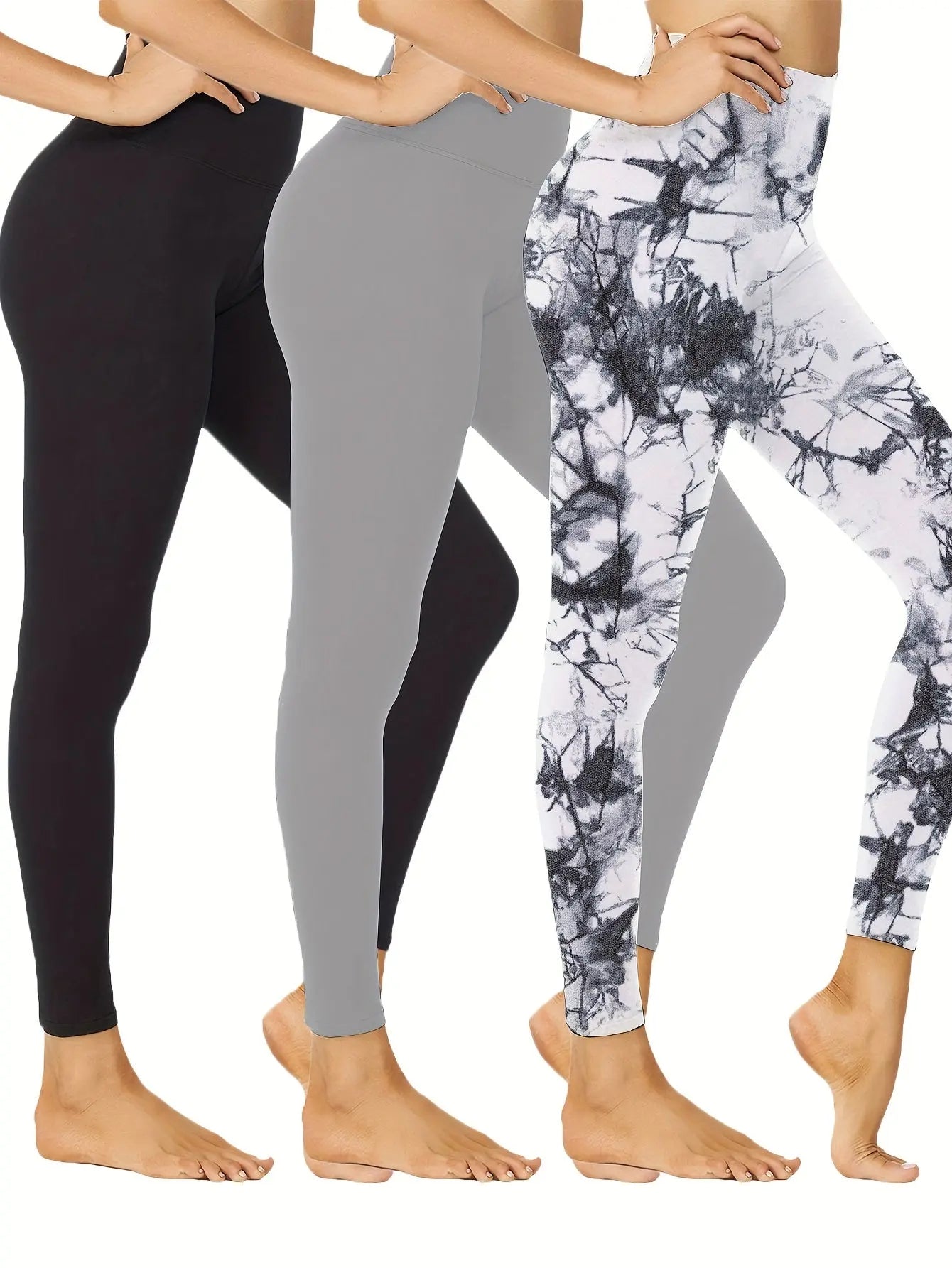 3 Pack High Waist Tummy Control Leggings for Workout, Yoga, Running, and Fitness MyFave Boutique