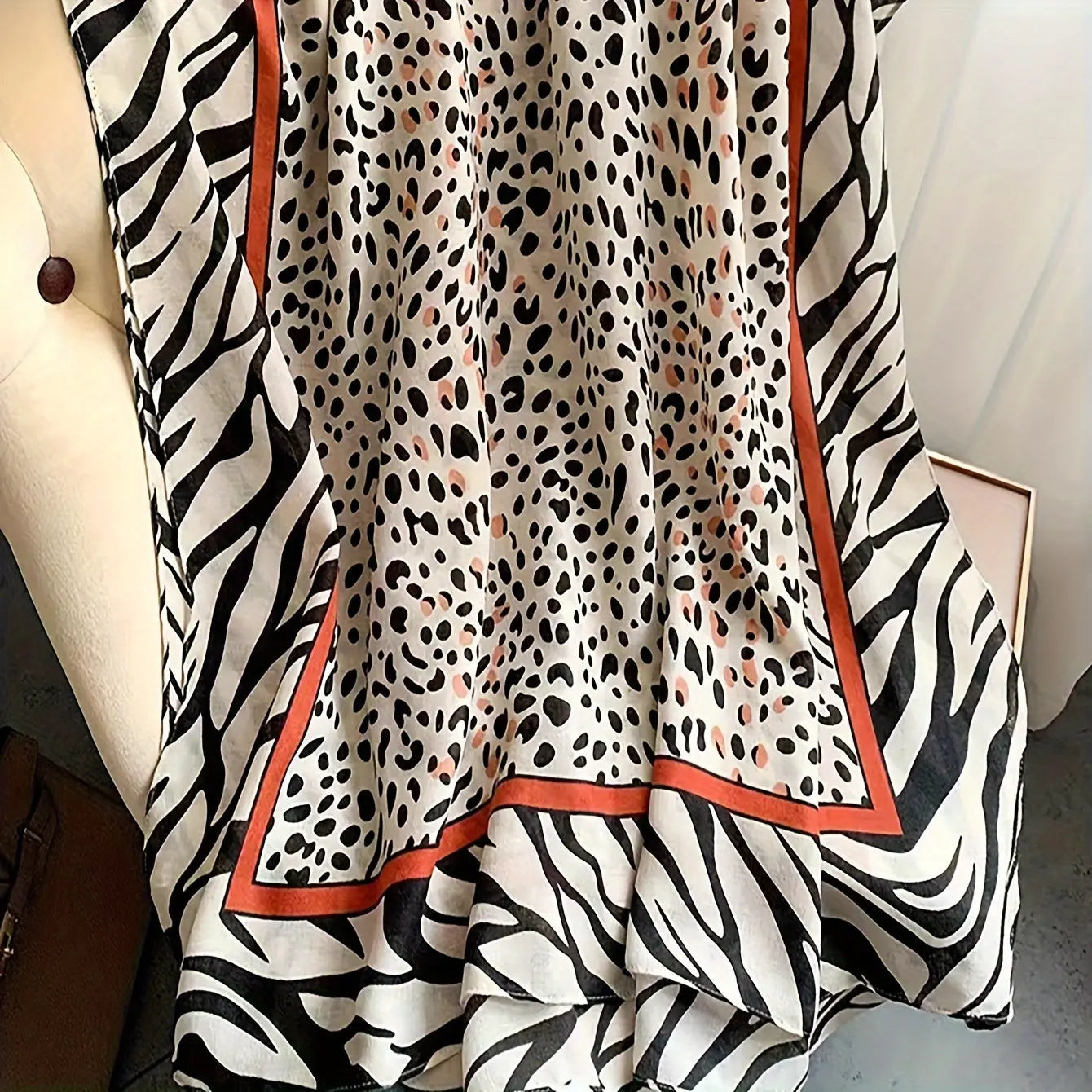 Leopard Splicing Zebra Striped Scarf Boho Thin Breathable Shawl Causal Outdoor Sunscreen Decorative Scarf MyFave Boutique