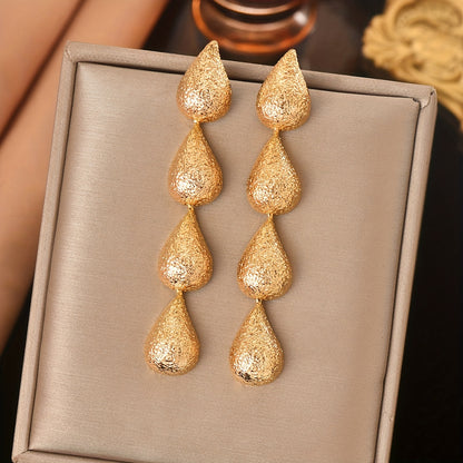 1pair Fashion And Retro Golden Waterdrop Beads Pendant Earrings, Combine Well With Any Outfit MyFave Boutique