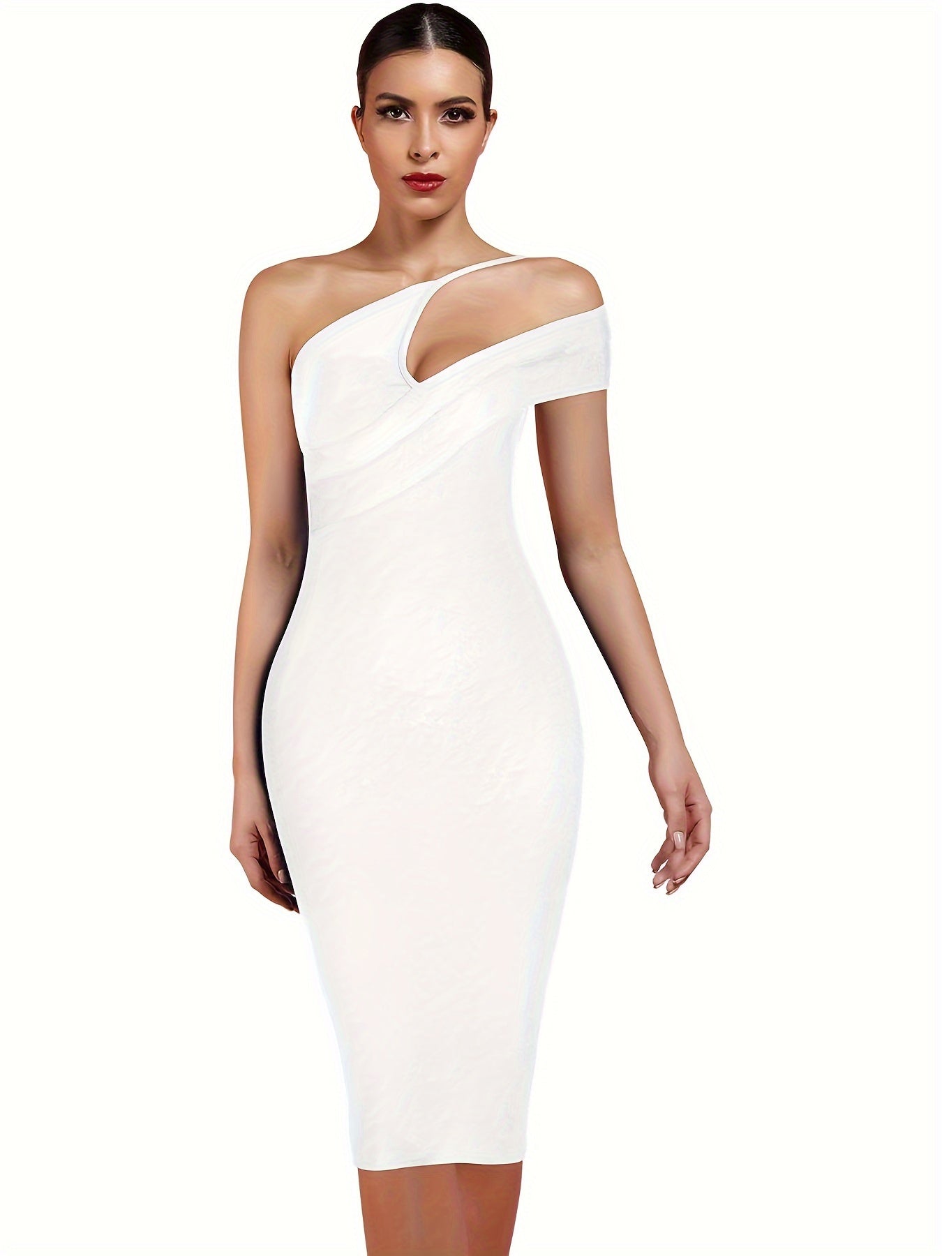 Women's Cut Out One Shoulder Sleeveless Split Club Party Fashion Bandage Dress MyFave Boutique