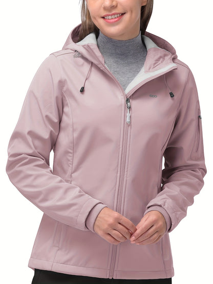 Women's Waterproof Sports Jacket with Fleece Liner and Zipper Pocket - Windproof and Comfortable for Outdoor Activities MyFave Boutique