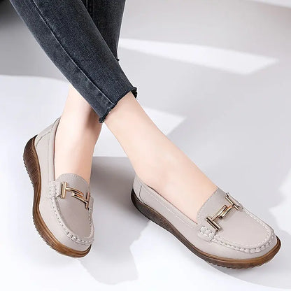 Women's Metal Decor Flat Loafers, Comfortable & Soft Sole Slip-On Loafers, Casual & Versatile Walking Shoes MyFave Boutique