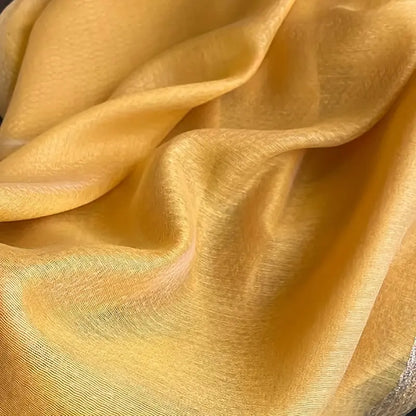 1pc Solid Golden Yellow Scarf with Shimmering Edges, Spring/Fall Polyester Sun Protection Warm Shawl, Fashion Versatile Casual Adult Daily Wear Accessory Gifts For Eid MyFave Boutique