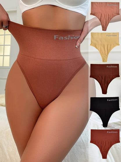 5pcs 5-Piece High-Waisted Shaping Thong Panties with Tummy Control, Butt Lift & Shapewear for Women MyFave Boutique