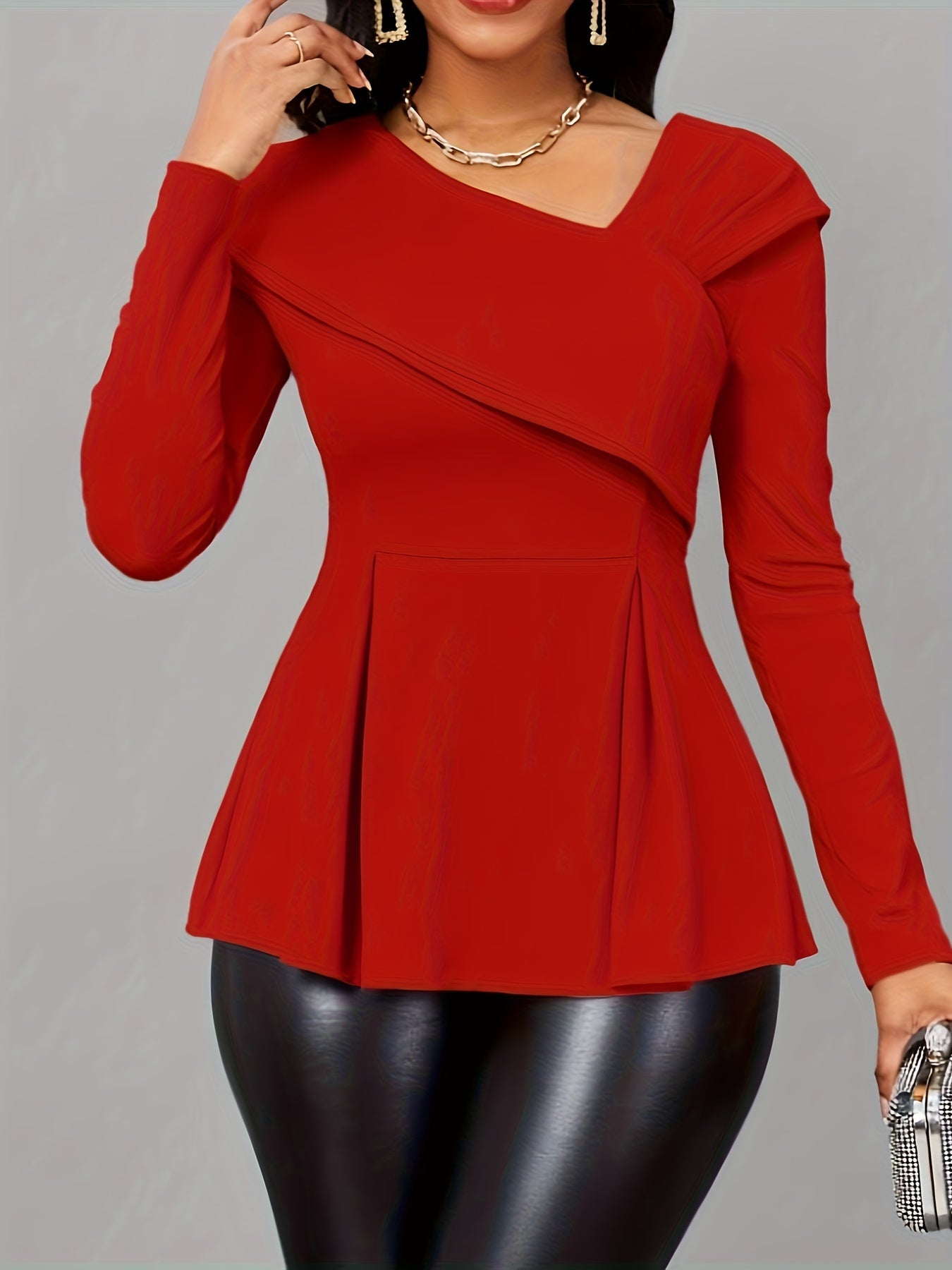 Women's Fashionable And Elegant Solid Color Long Sleeve T-Shirt Tops MyFave Boutique