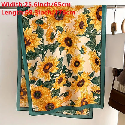 Literary Sunflower Printed Scarf Thin Breathable Shawl Summer Windproof Sunscreen Wrapped Scarf For Women MyFave Boutique